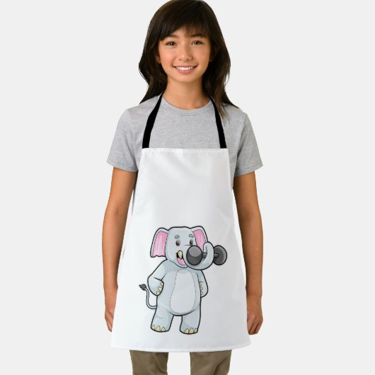 ゾウがダンベルと一緒に強い訓練を エプロン (インサイチュ)
