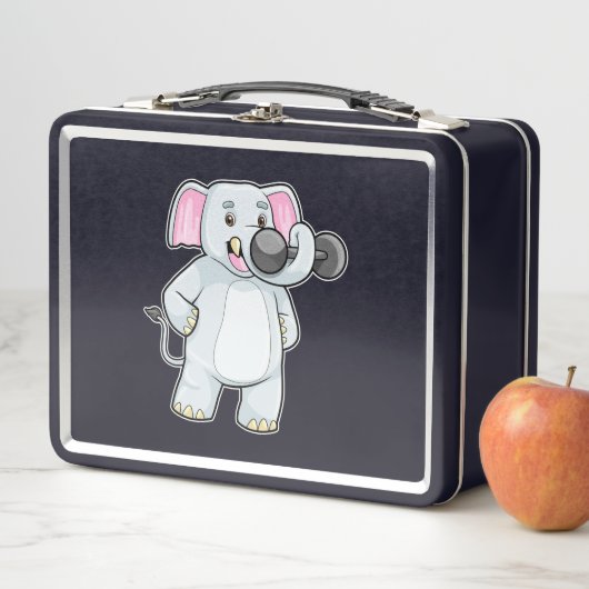 ゾウがダンベルと一緒に強い訓練を メタルランチボックス (インサイチュ)