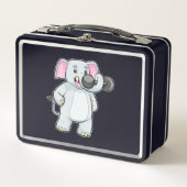 ゾウがダンベルと一緒に強い訓練を メタルランチボックス (正面)