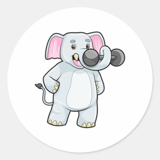 ゾウがダンベルと一緒に強い訓練を ラウンドシール (正面)