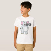 ゾウがダンベルと一緒に強い訓練を Tシャツ (正面フル)