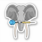 ゾウがダーツと共にダーツ シール (正面)