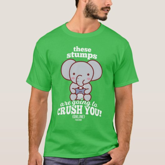 ゾウがテレビゲームをする レトロ Tシャツ (正面)