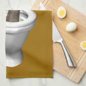 ゾウがトイレに突っ込んでいる キッチンタオル (四つ折り)