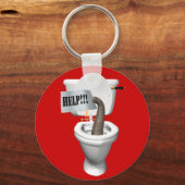 ゾウがトイレに突っ込んでいる キーホルダー (正面)