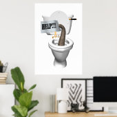 ゾウがトイレに突っ込んでいる ポスター (ホームオフィス)