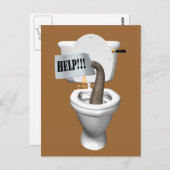 ゾウがトイレに突っ込んでいる ポストカード (正面/裏面)