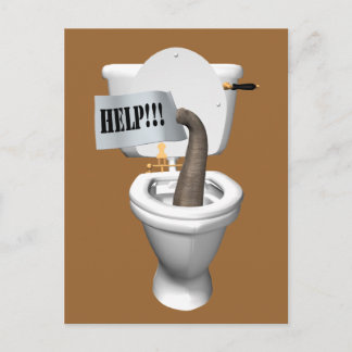 ゾウがトイレに突っ込んでいる ポストカード