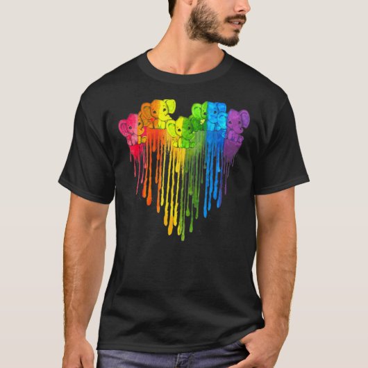 ゾウがハートLgbtを滴らせる Tシャツ (正面)