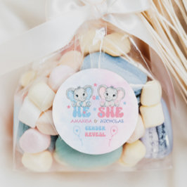 ゾウがピンク色の青い性別を明かす ラウンドシール