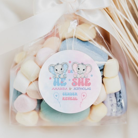 ゾウがピンク色の青い性別を明かす ラウンドシール