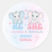 ゾウがピンク色の青い性別を明かす ラウンドシール (正面)