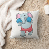 ゾウがボクシングでボクシング手袋 クッション (ブランケット)