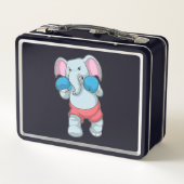 ゾウがボクシングでボクシング手袋 メタルランチボックス (裏面)