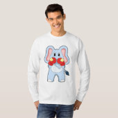 ゾウがボクシングでボクシング手袋 Tシャツ (正面フル)