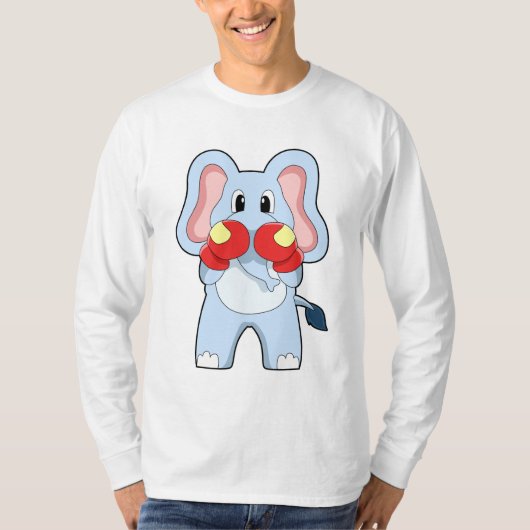 ゾウがボクシングでボクシング手袋 Tシャツ (正面)