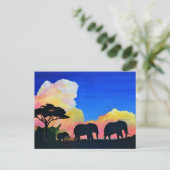 ゾウが夕暮れ ポストカード (スタンド正面)