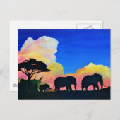 ゾウが夕暮れ ポストカード (正面/裏面)