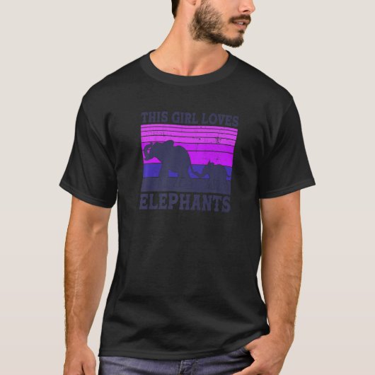 ゾウが大好きこの女の子かわいい母ベビー象兵 Tシャツ (正面)