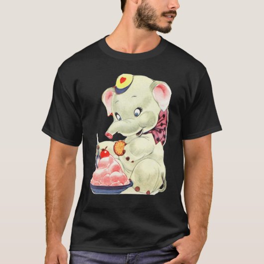 ゾウが大好きな女の子だけかわいいゾウ Tシャツ (正面)
