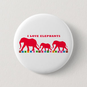 ゾウが好き(赤) 缶バッジ