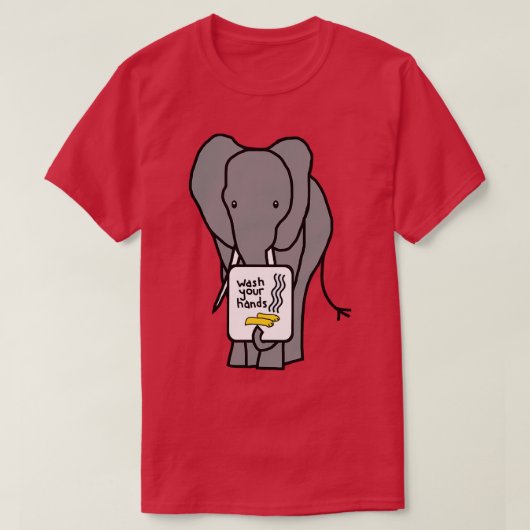 ゾウが手を洗えと言う Tシャツ (デザイン正面)