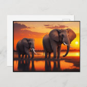 ゾウが日の出で(AI生成) ポストカード (正面/裏面)