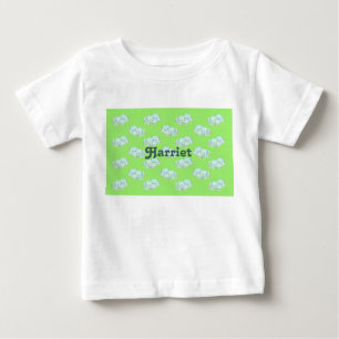 ゾウが草のベビーTシャツに ベビーTシャツ