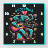 ゾウが詰まってるカーニバル! スクエア壁時計 (正面)