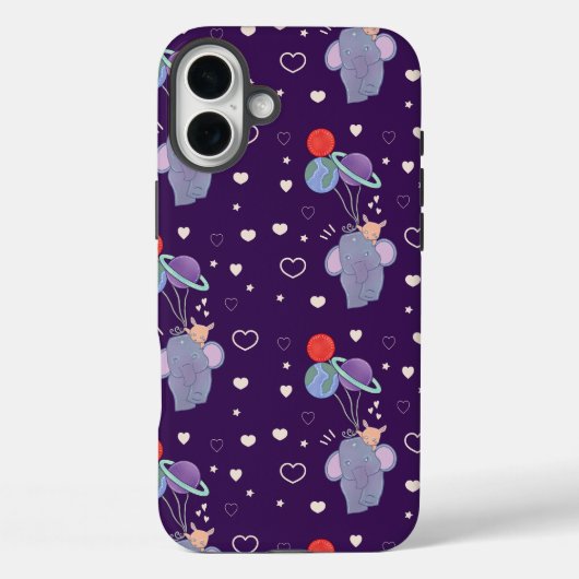 ゾウとウサギの宇宙気球の乗車 | ファンタジー Case-Mate iPhoneケース (裏面)