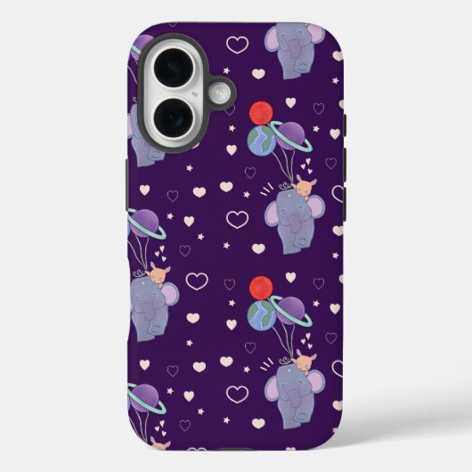 ゾウとウサギの宇宙気球の乗車 | ファンタジー Case-Mate iPhoneケース (裏面)