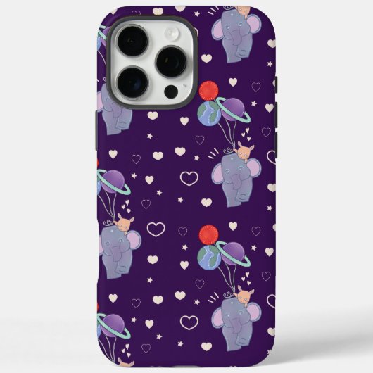 ゾウとウサギの宇宙気球の乗車 | ファンタジー Case-Mate iPhoneケース (裏面)