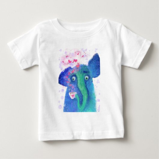 ゾウとコーヒーのベビーTシャツ ベビーTシャツ (正面)