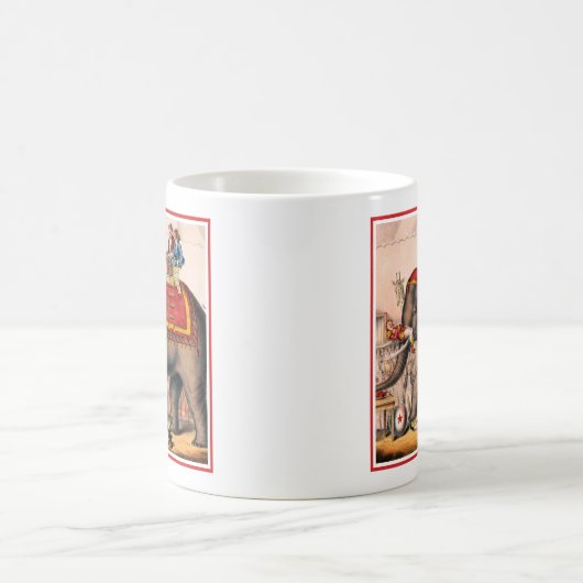 ゾウとサーカスの演技をする男性。 コーヒーマグカップ (中央)