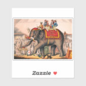 ゾウとサーカスの演技をする男性。 シール (シート)