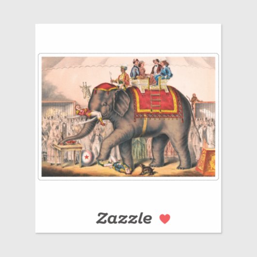 ゾウとサーカスの演技をする男性。 シール (シート)