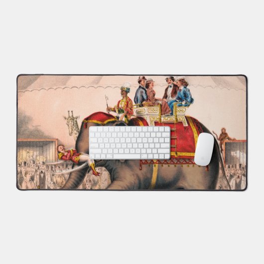 ゾウとサーカスの演技をする男性。 デスクマット (キーボード&マウス)