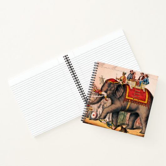 ゾウとサーカスの演技をする男性。 ノートブック (内部)