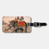 ゾウとサーカスの演技をする男性。 ラゲッジタグ (正面横)