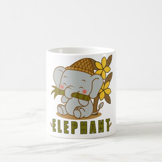 ゾウとシャンパの花 コーヒーマグカップ (中央)