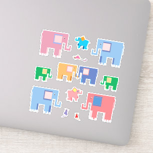ゾウとネズミの可愛いアニマルアート シール