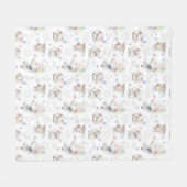 ゾウとネズミの水彩ベビー フリースブランケット (正面(横))