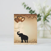 ゾウとハート型の風船バレンタイン ポストカード (スタンド正面)