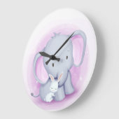 ゾウとバニーの愛 ラージ壁時計 (傾斜)
