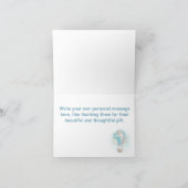 ゾウとバニーの熱気球の赤ちゃんシャワー サンキューカード (内部)