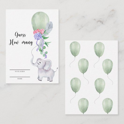 ゾウとバルーンの数 エンクロージャーカード (正面/裏面)
