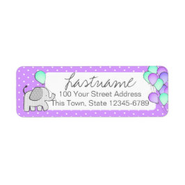 ゾウとバルーンの水玉模様アドレス ラベル