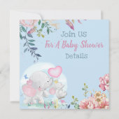 ゾウとバンニーズベビーシャワー招待状 招待状 (裏面)
