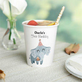 ゾウとパーティー帽子、誕生日 紙コップ