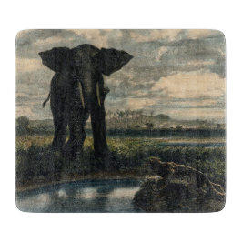 ゾウとヒョウがインディアン砂漠に カッティングボード